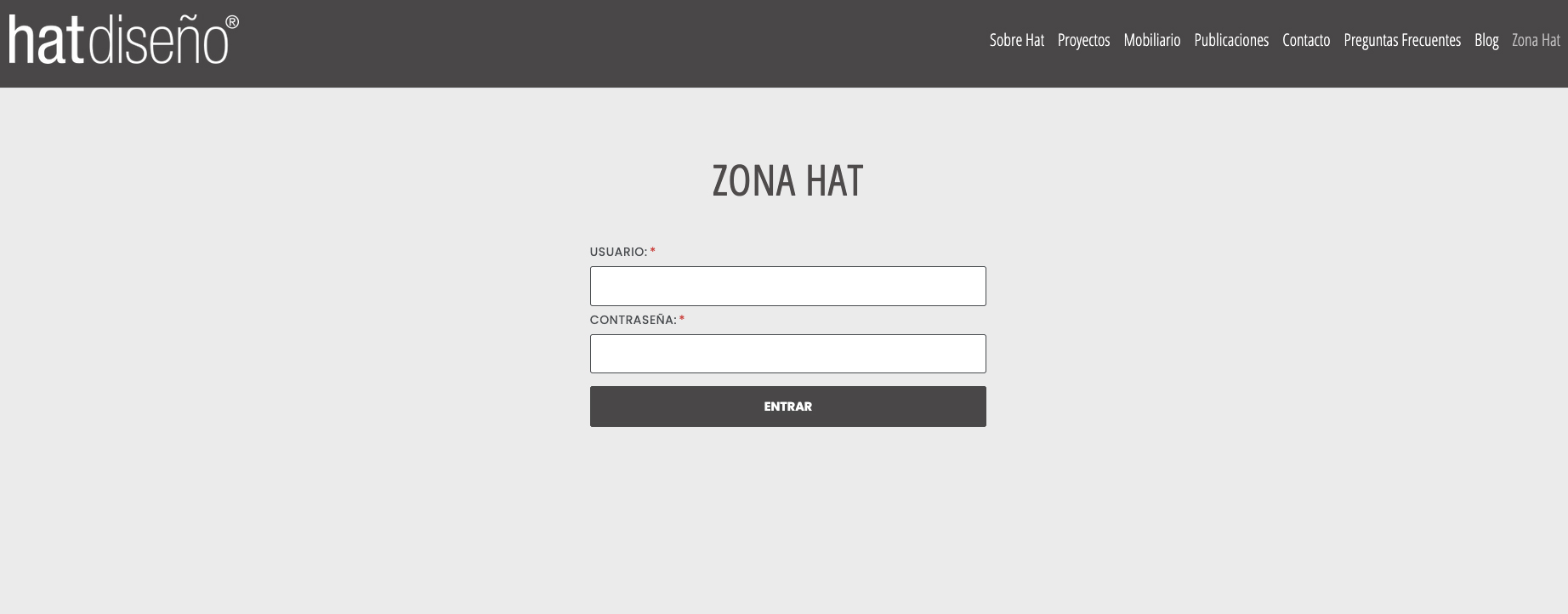 Zona Hat y área privada con control de usuarios en el sitio web de Hat Diseño